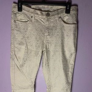 Rock & Republic Women's White Gold Metallic Hamburg Skinny Jeans Size 6